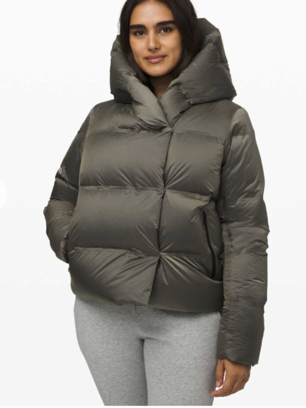 Lululemon Cloudscape Wrap Jacket *Short Vintage Taupe Puffer Glyde Down Size 8